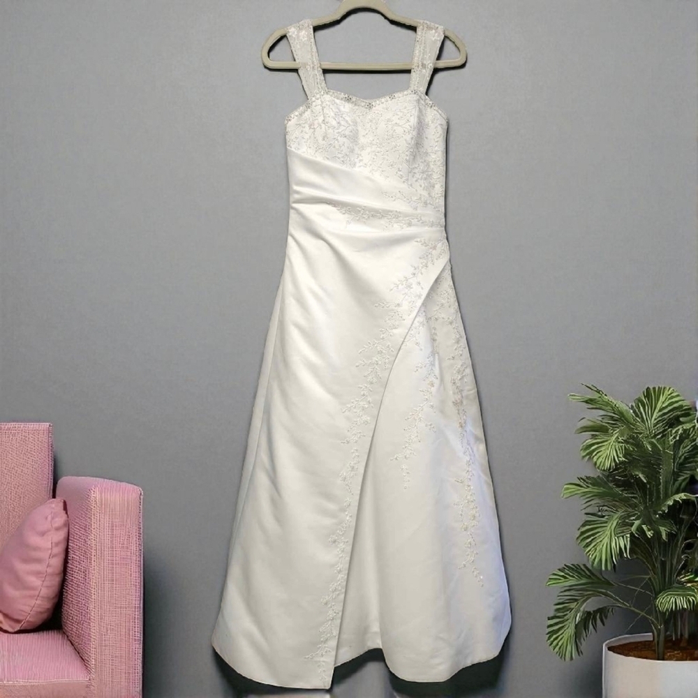 Michaelangelo T8612 Elegant Beaded White Wedding Gown  Embroidered Princess 10